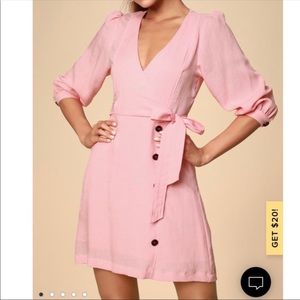 Salmon Balloon Sleeve Dress